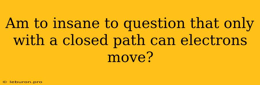 Am To Insane To Question That Only With A Closed Path Can Electrons Move?