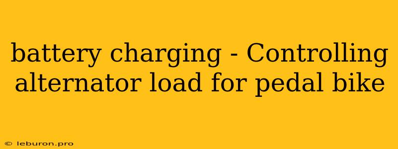 Battery Charging - Controlling Alternator Load For Pedal Bike