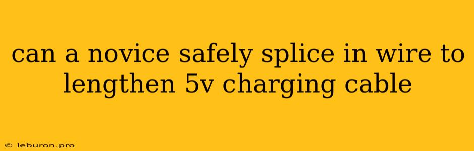 Can A Novice Safely Splice In Wire To Lengthen 5v Charging Cable