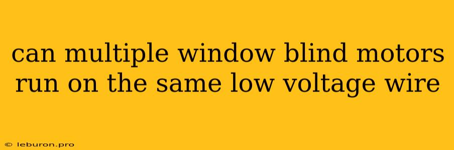 Can Multiple Window Blind Motors Run On The Same Low Voltage Wire