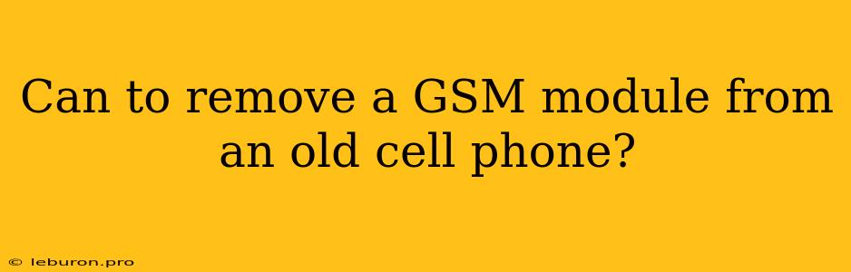 Can To Remove A GSM Module From An Old Cell Phone?