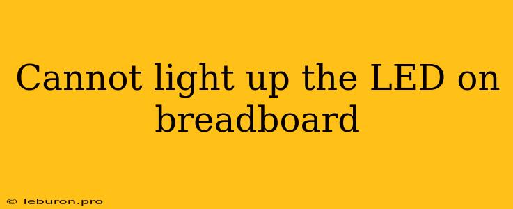 Cannot Light Up The LED On Breadboard