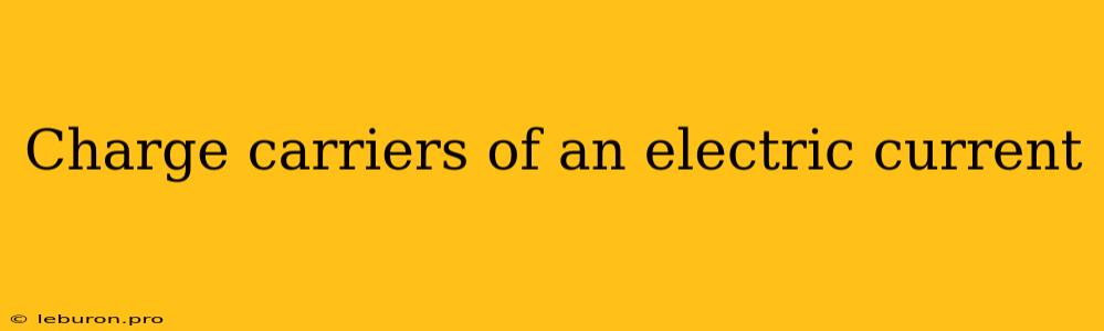 Charge Carriers Of An Electric Current