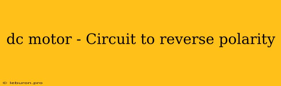 Dc Motor - Circuit To Reverse Polarity