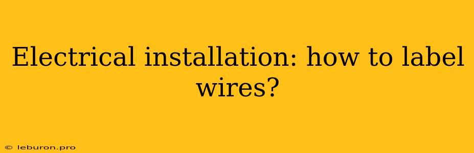 Electrical Installation: How To Label Wires?