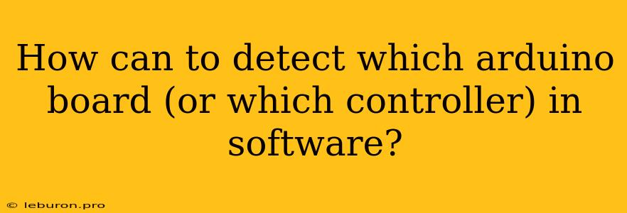 How Can To Detect Which Arduino Board (or Which Controller) In Software?