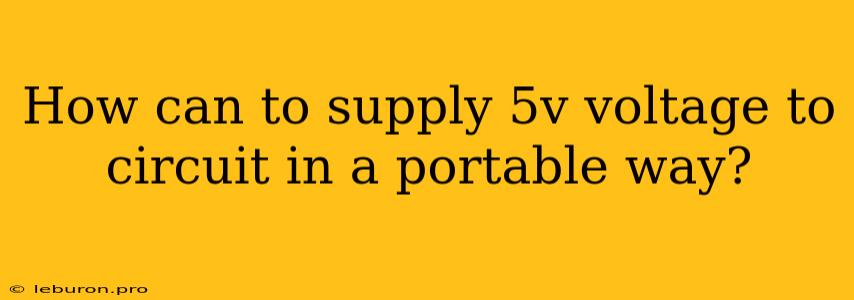 How Can To Supply 5v Voltage To Circuit In A Portable Way?