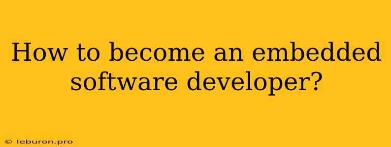 How To Become An Embedded Software Developer?