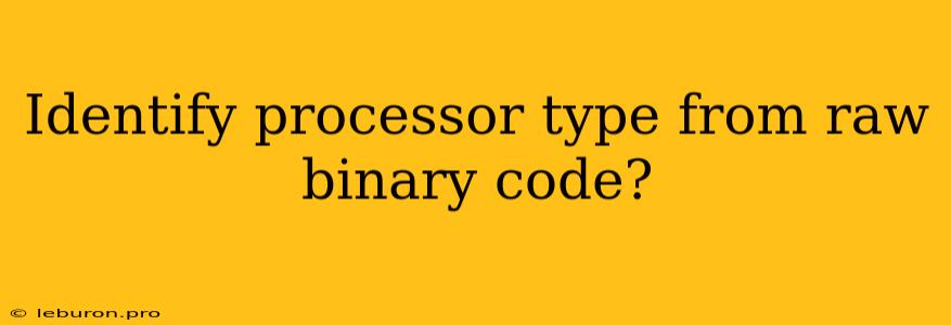 Identify Processor Type From Raw Binary Code?