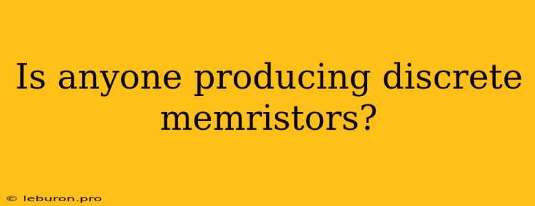 Is Anyone Producing Discrete Memristors?