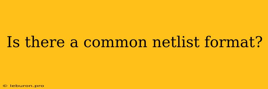 Is There A Common Netlist Format?