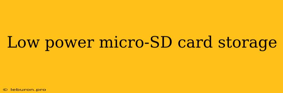 Low Power Micro-SD Card Storage