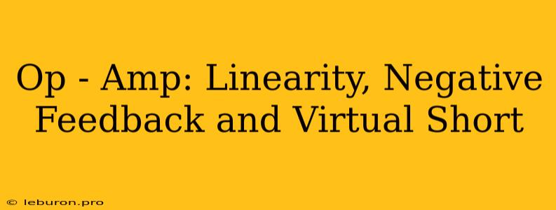 Op - Amp: Linearity, Negative Feedback And Virtual Short