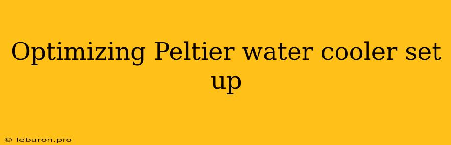 Optimizing Peltier Water Cooler Set Up