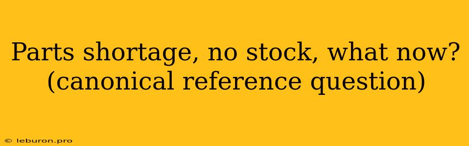 Parts Shortage, No Stock, What Now? (canonical Reference Question)