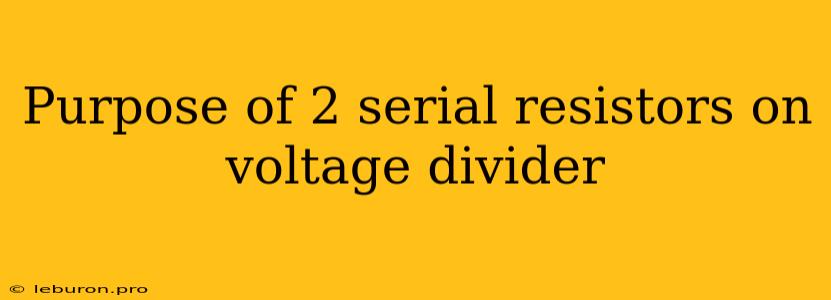 Purpose Of 2 Serial Resistors On Voltage Divider