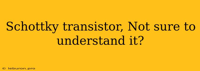 Schottky Transistor, Not Sure To Understand It?