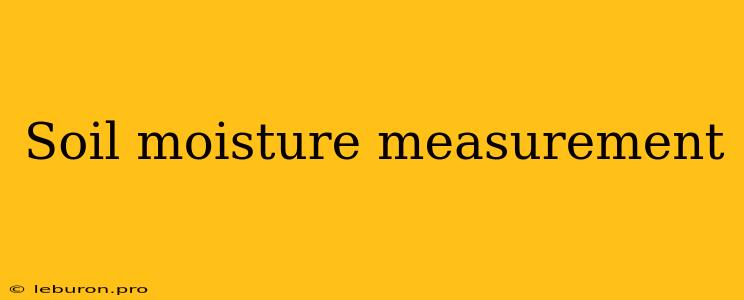 Soil Moisture Measurement