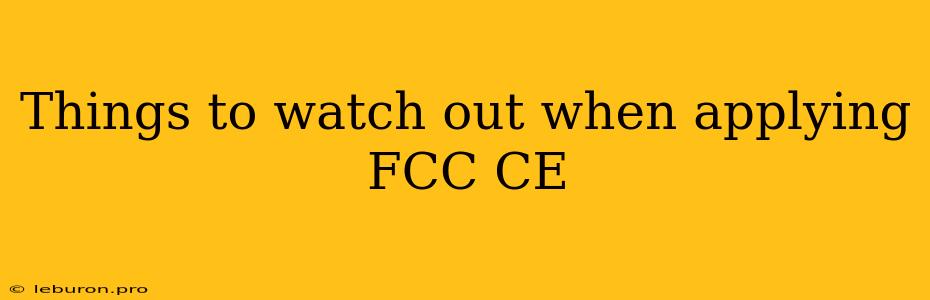 Things To Watch Out When Applying FCC CE