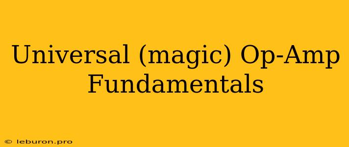 Universal (magic) Op-Amp Fundamentals