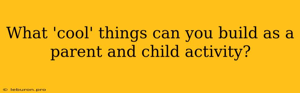 What 'cool' Things Can You Build As A Parent And Child Activity?