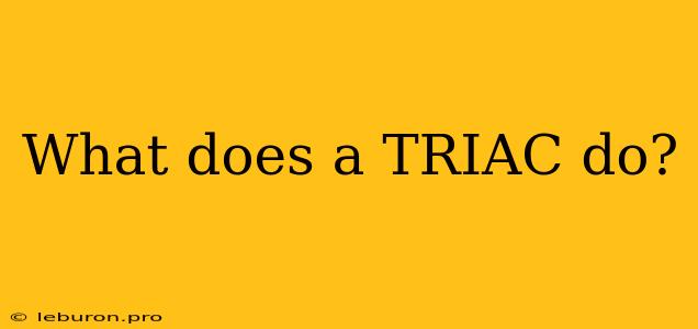 What Does A TRIAC Do?