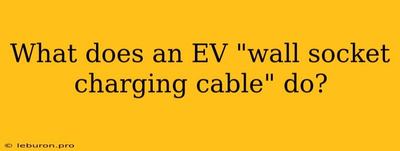 What Does An EV 