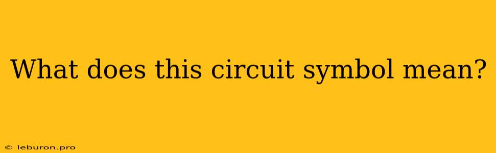 What Does This Circuit Symbol Mean? 