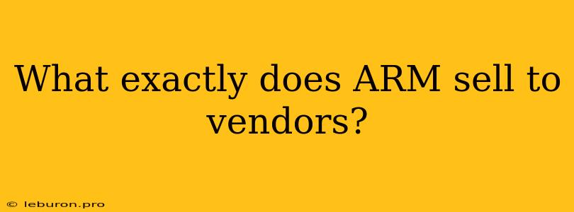 What Exactly Does ARM Sell To Vendors?