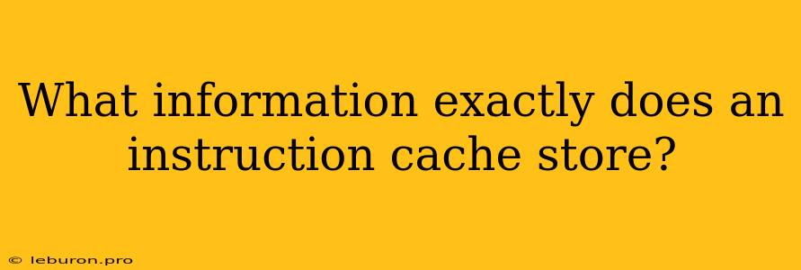 What Information Exactly Does An Instruction Cache Store?