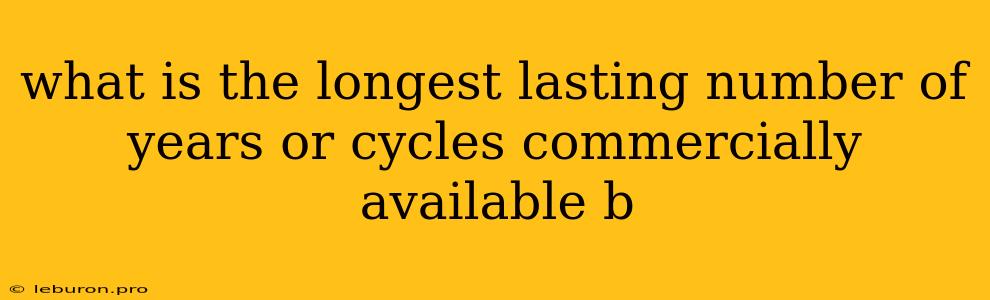 What Is The Longest Lasting Number Of Years Or Cycles Commercially Available B