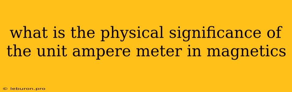 What Is The Physical Significance Of The Unit Ampere Meter In Magnetics