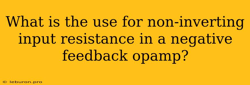 What Is The Use For Non-inverting Input Resistance In A Negative Feedback Opamp?