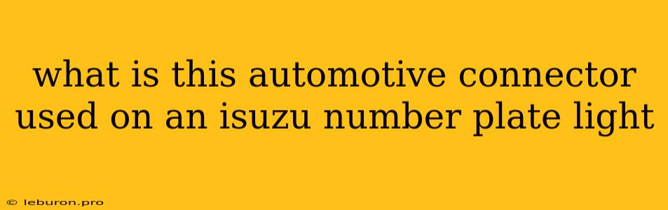 What Is This Automotive Connector Used On An Isuzu Number Plate Light