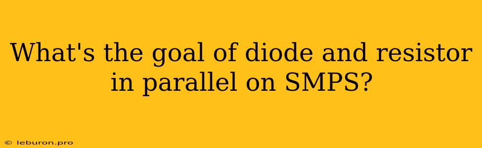 What's The Goal Of Diode And Resistor In Parallel On SMPS?