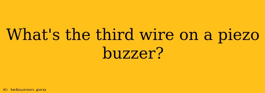 What's The Third Wire On A Piezo Buzzer?