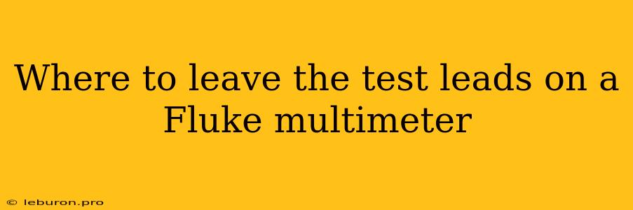 Where To Leave The Test Leads On A Fluke Multimeter