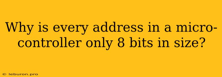 Why Is Every Address In A Micro-controller Only 8 Bits In Size?