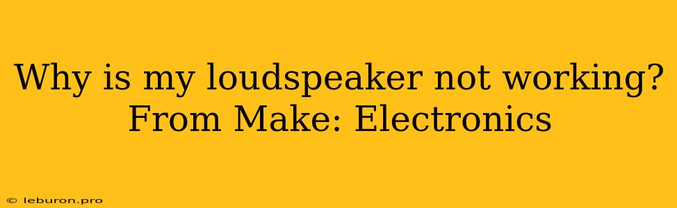 Why Is My Loudspeaker Not Working? From Make: Electronics