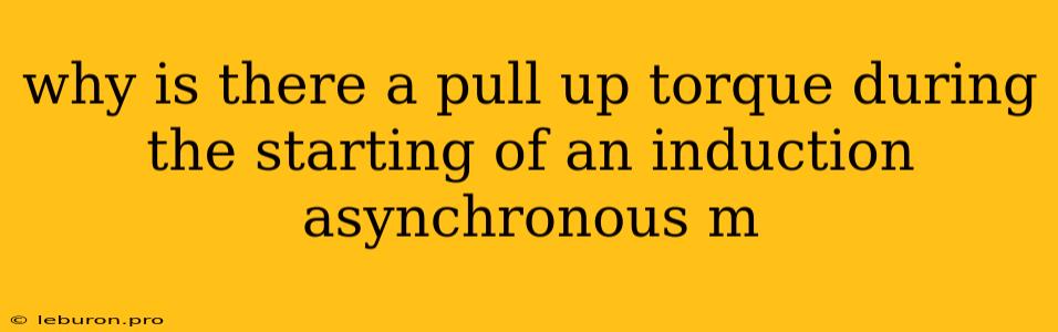 Why Is There A Pull Up Torque During The Starting Of An Induction Asynchronous M