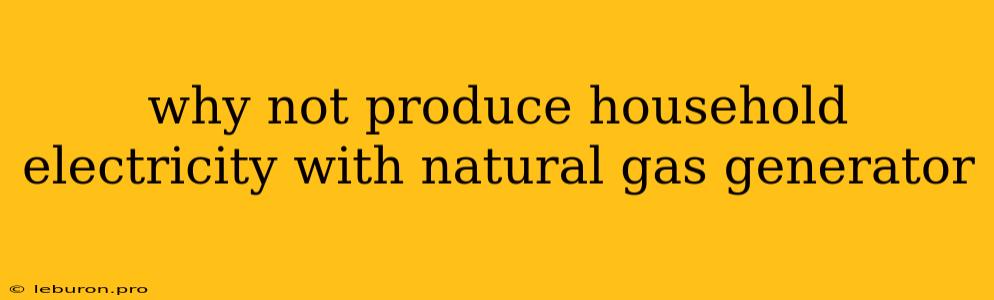 Why Not Produce Household Electricity With Natural Gas Generator