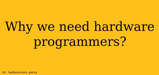 Why We Need Hardware Programmers?