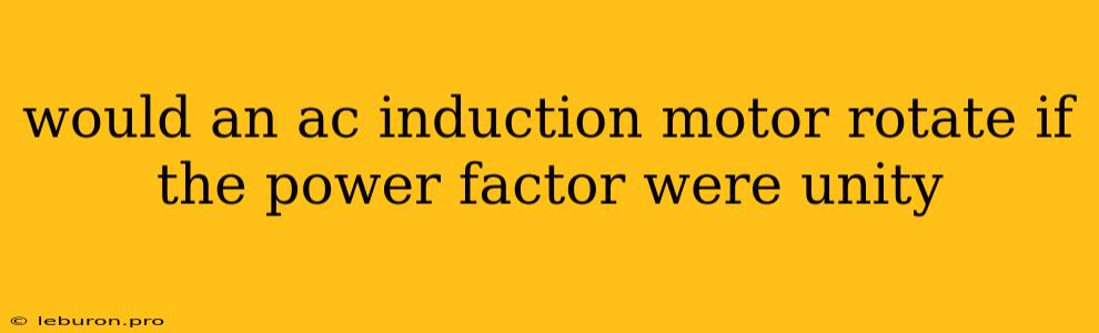 Would An Ac Induction Motor Rotate If The Power Factor Were Unity